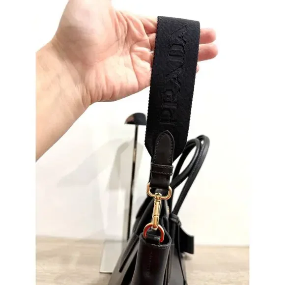 Prada Triangle Leather Medium Tote Shopper Handbag with Shoulder Strap Black - Picture 12 of 16